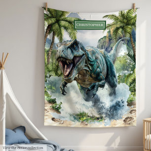 Unieke Dinosaur Deken Aangepaste Naam Gepersonalis