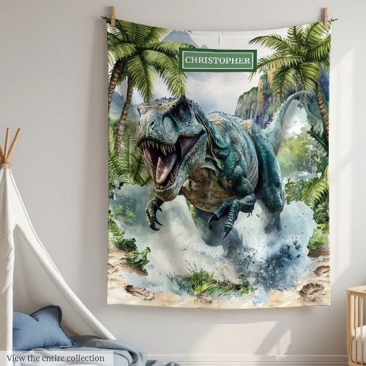 Unieke Dinosaur Deken Aangepaste Naam Gepersonalis