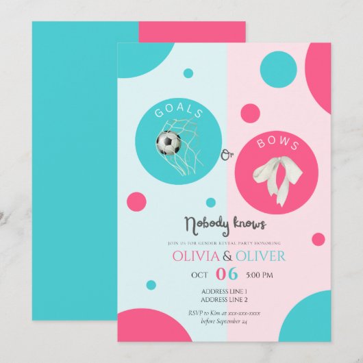 Unieke doelen of strikken gender onthullen partij kaart (Voorkant / Achterkant)