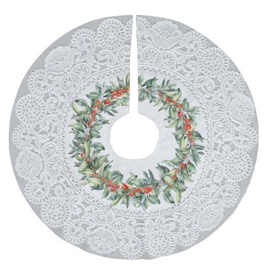 Unieke "Doily" Kijk met Red Berry Wreater Kerstboom Rok (Voorkant)