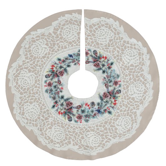 Unieke "Doily" look Winter Pine Cone Wreater Kerstboom Rok (Voorkant)