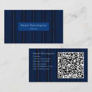 Unieke donkerblauwe QR-code Visitekaartje Classy