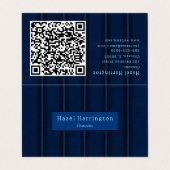 Unieke donkerblauwe QR code vouw Visitekaartje kla (Buitenkant ongevouwen)