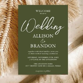 Unieke donkergroene handgeschreven typografie brui kaart