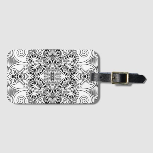 Unieke doodle bagagelabel (Voorkant (horizontaal))