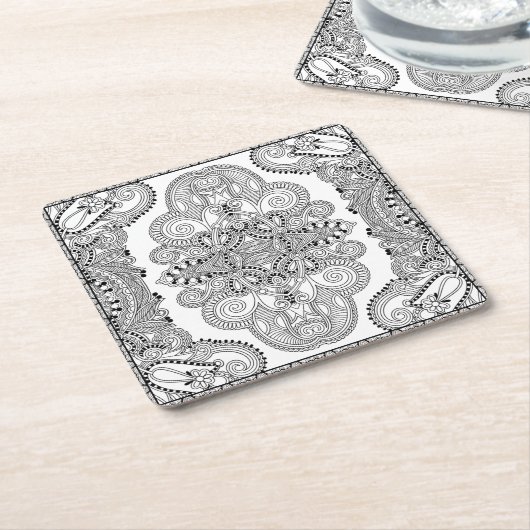 Unieke doodle kartonnen onderzetters (Schuin)