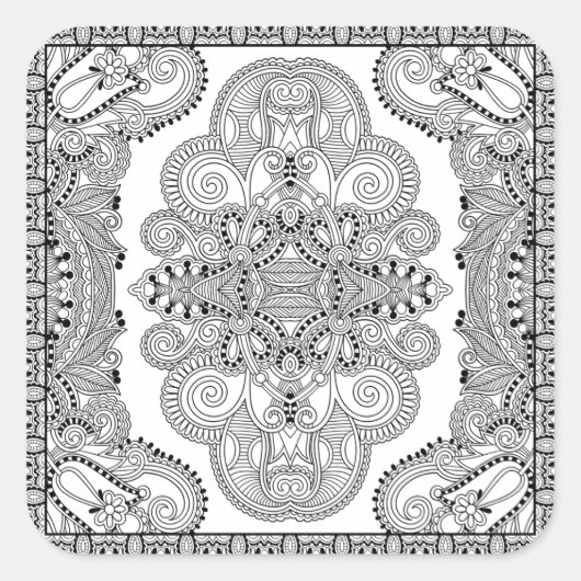 Unieke doodle vierkante sticker (Voorkant)