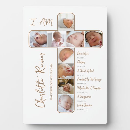 Unieke doop Fotocollage Kruisvormig Fotoplaat (voorkant)