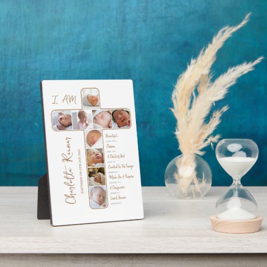 Unieke doop Fotocollage Kruisvormig Fotoplaat (Zijkant)