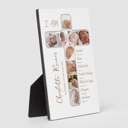 Unieke doop Fotocollage Kruisvormig Fotoplaat (Zijkant)
