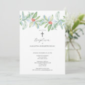 Unieke doop uitnodigingen Kerstmis groen (Staand voorkant)