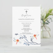 Unieke doop uitnodigingen rode libel (Staand voorkant)