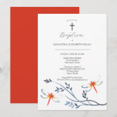 Unieke doop uitnodigingen rode libel (Voorkant / Achterkant)