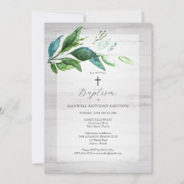 Unieke doop uitnodigingen rustiek groen