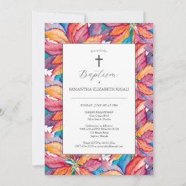 Unieke doopuitnodigingen Kleurrijke Poinsettia Kaart