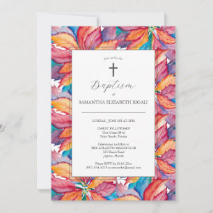 Unieke doopuitnodigingen Kleurrijke Poinsettia Kaart