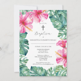 Unieke doopuitnodigingen Tropische bloemen Kaart