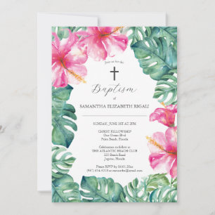 Unieke doopuitnodigingen Tropische bloemen Kaart