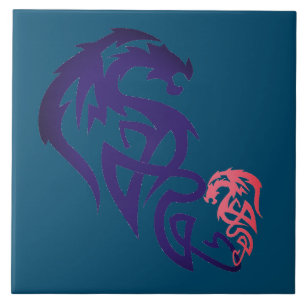 Unieke Dragon Eenvoudige Blauwe Decoratieve Tegel Tegeltje