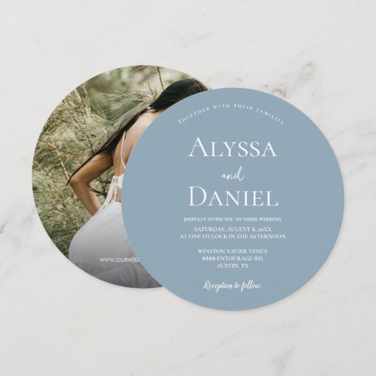 Unieke Dusty Blue Eenvoudige Minimalistische foto  Kaart (Voorkant / Achterkant)