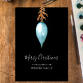 Unieke Eenvoudige Blauwe Waterverf Kerstbal Feestdagenkaart