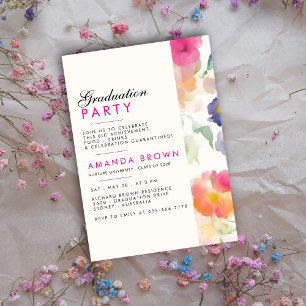 Unieke Eenvoudige Bloemen Afstudeerfeest 2025 Kaart