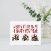 Unieke eenvoudige kerst feestdagen pinecone briefk (Staand voorkant)