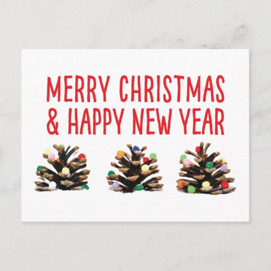 Unieke eenvoudige kerst feestdagen pinecone briefk (Voorkant)