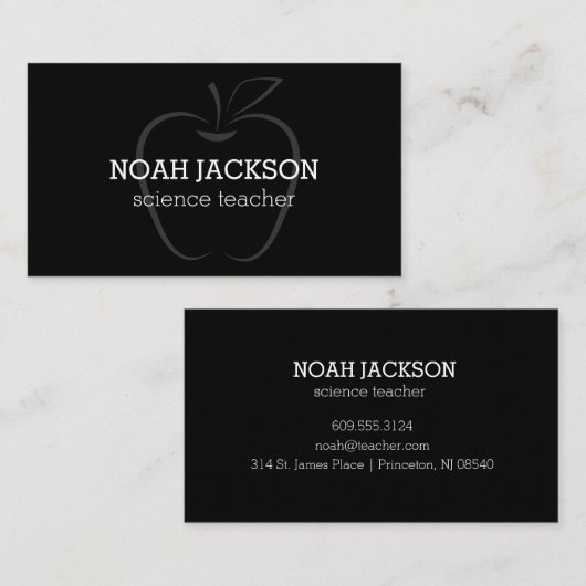Unieke Eenvoudige Minimale Witte op zwarte leraar Visitekaartje (Voorkant / Achterkant)