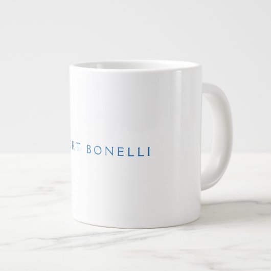 Unieke effen wit blauw minimalistisch modern grote koffiekop (Voorkant rechts)