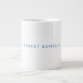 Unieke effen wit blauw minimalistisch modern grote koffiekop (Voorkant)