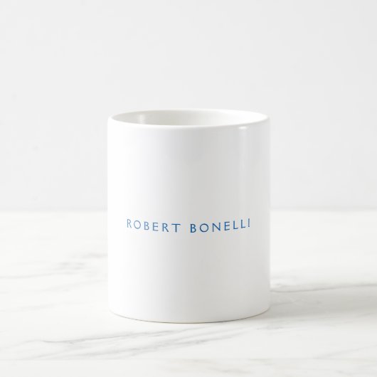 Unieke effen wit blauw minimalistisch modern koffiemok (Center)