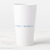 Unieke effen wit blauw minimalistisch modern latte mok (Voorkant)