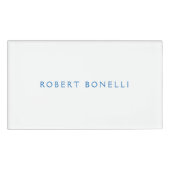 Unieke effen wit blauw minimalistisch modern naambadge (Voorkant)