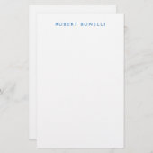 Unieke effen witte blauwe minimalistische moderne briefpapier (Voorkant / Achterkant)