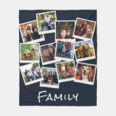 Unieke Eigen familiefoto Lijst Collage Navy Blue Fleece Deken (Voorkant)