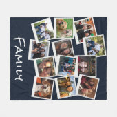 Unieke Eigen familiefoto Lijst Collage Navy Blue Fleece Deken (Voorkant (Horizontaal))