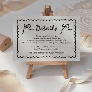 Unieke eigenzinnige hand getrokken retro bruiloft informatiekaartje