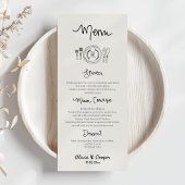 Unieke eigenzinnige hand getrokken retro bruiloft menu