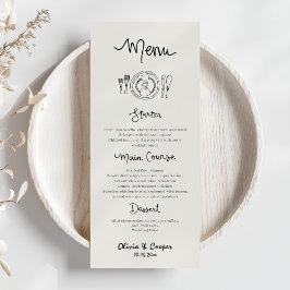 Unieke eigenzinnige hand getrokken retro bruiloft menu