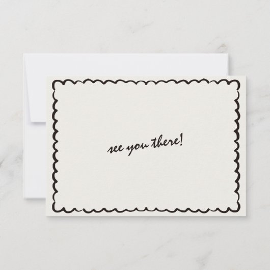 Unieke eigenzinnige hand getrokken retro bruiloft RSVP kaartje (Achterkant)