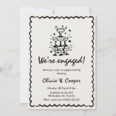 Unieke eigenzinnige hand getrokken retro verloving kaart (Voorkant)