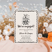 Unieke eigenzinnige hand getrokken retro verloving kaart