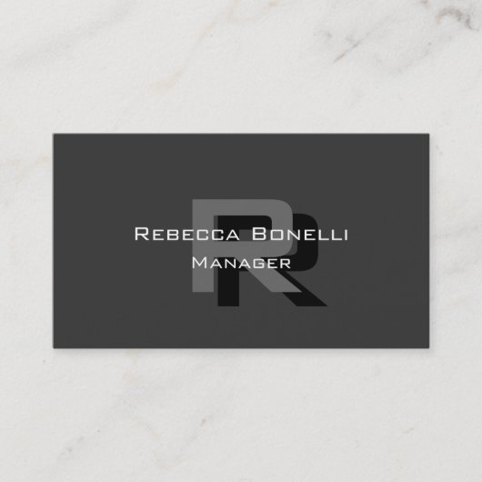 Unieke Elegant grijs Monogram Manager Visitekaartj Visitekaartje (Voorkant)