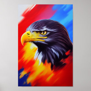 Unieke Elegant Majestic Eagle Rainbow Digital Art Poster