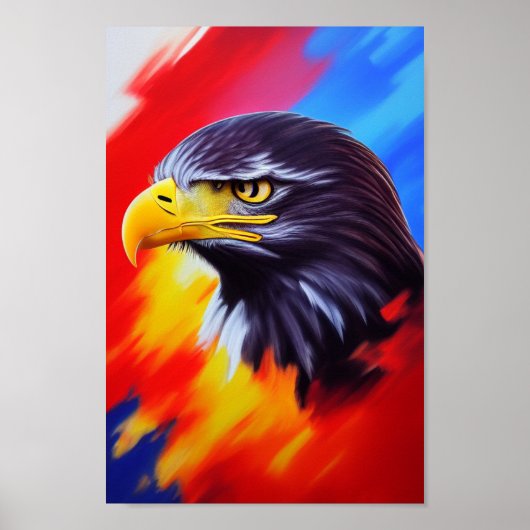 Unieke Elegant Majestic Eagle Rainbow Digital Art Poster (Voorkant)
