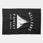 Unieke Elegant Mountain Familienaam Black White Theedoek (Horizontaal)