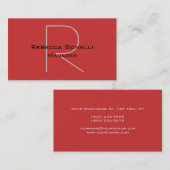 Unieke Elegant Red Monogram Manager Visitekaartje (Voorkant / Achterkant)