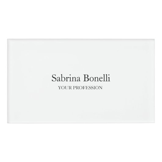 Unieke elegante eenvoudige witte vlek naambadge (Voorkant)