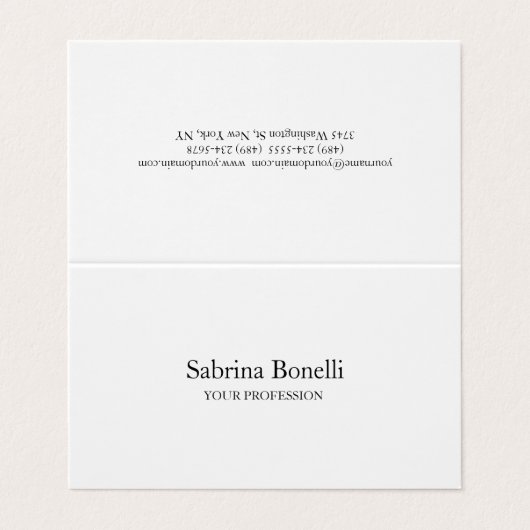 Unieke elegante eenvoudige witte vlek visitekaartje (Buitenkant ongevouwen)